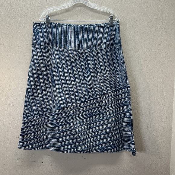 Maggie's Organics Blue Stripe Jersey Knit Skirt Womens XXL Organic Cotton MIDI - Picture 1 of 4